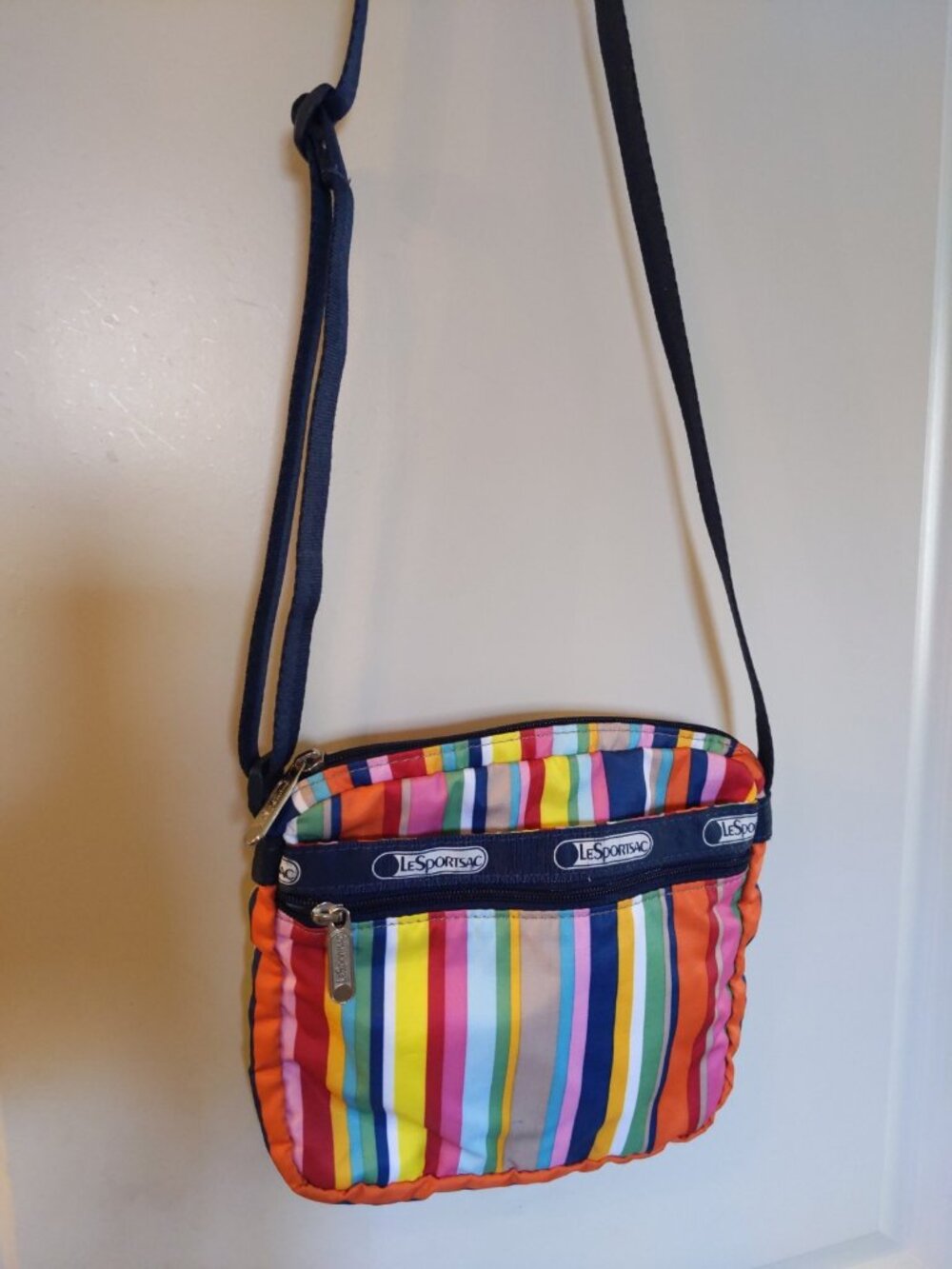 leSportsac Shellie crossbody Modern Love Rainbow Stripe Print bag